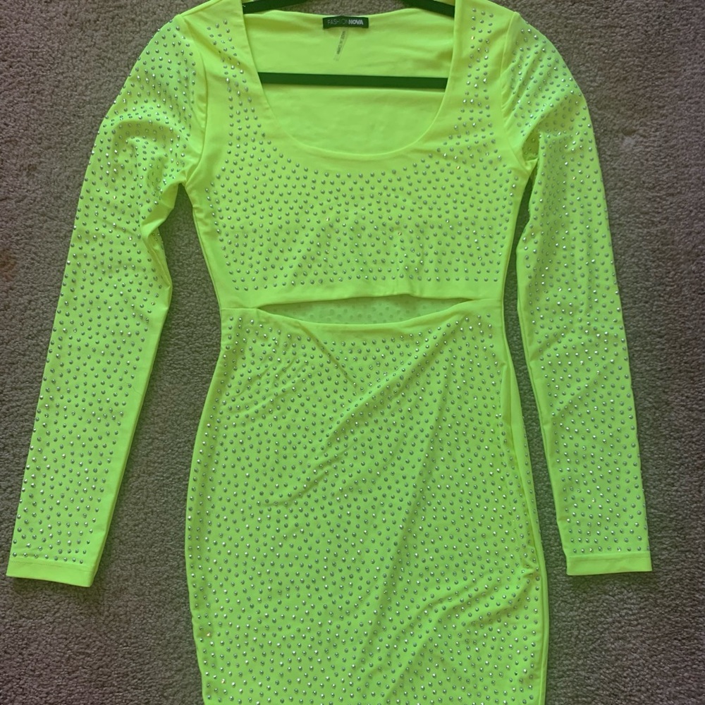 None green rhinestone dress